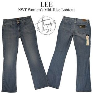 NWT Lee Jeans Womens Med Wash 12 Long Bootcut Mid Rise Stretch Classic Y2k Flare